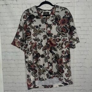 ✨SAINTS Studio Mens Floral Print Short Sleeve Button Up Shirt Large